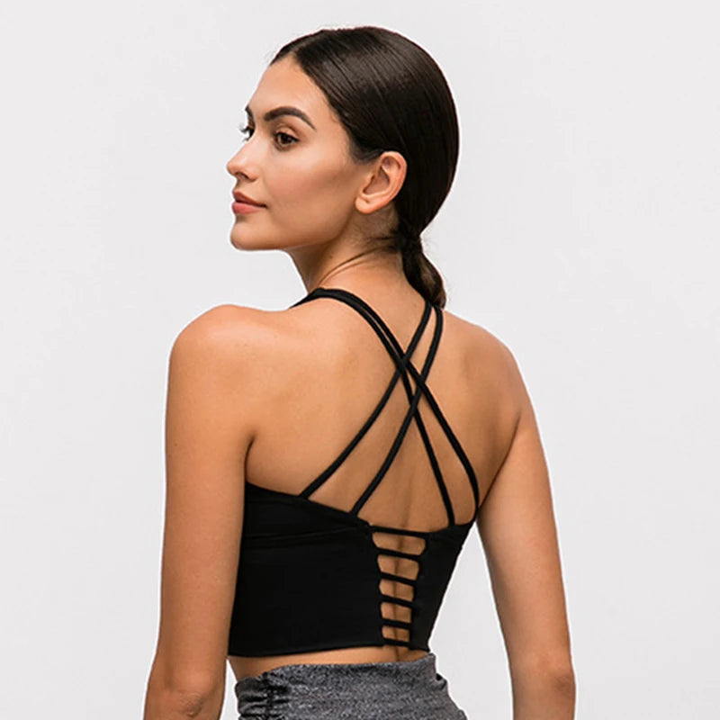Women's Spaghetti Straps Crop Top Sports Bra
