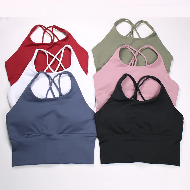 Women's Spaghetti Straps Crop Top Sports Bra