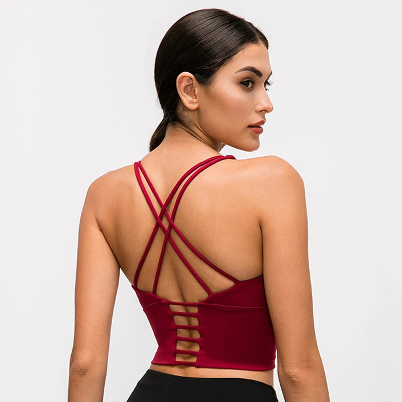 Women's Spaghetti Straps Crop Top Sports Bra