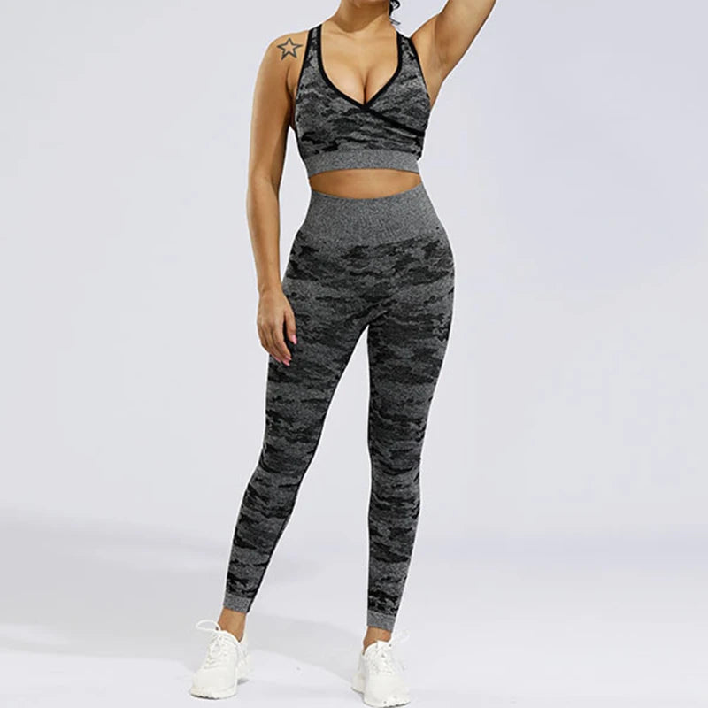 Move Like Diva Women's Camo Seamless Sports Suits Set