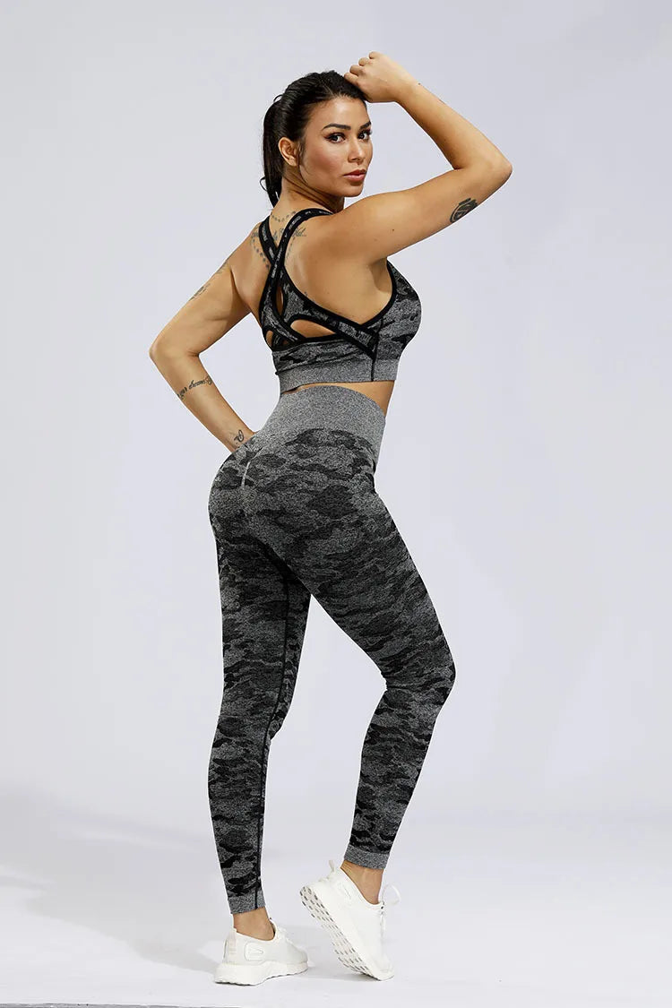 Move Like Diva Women's Camo Seamless Sports Suits Set