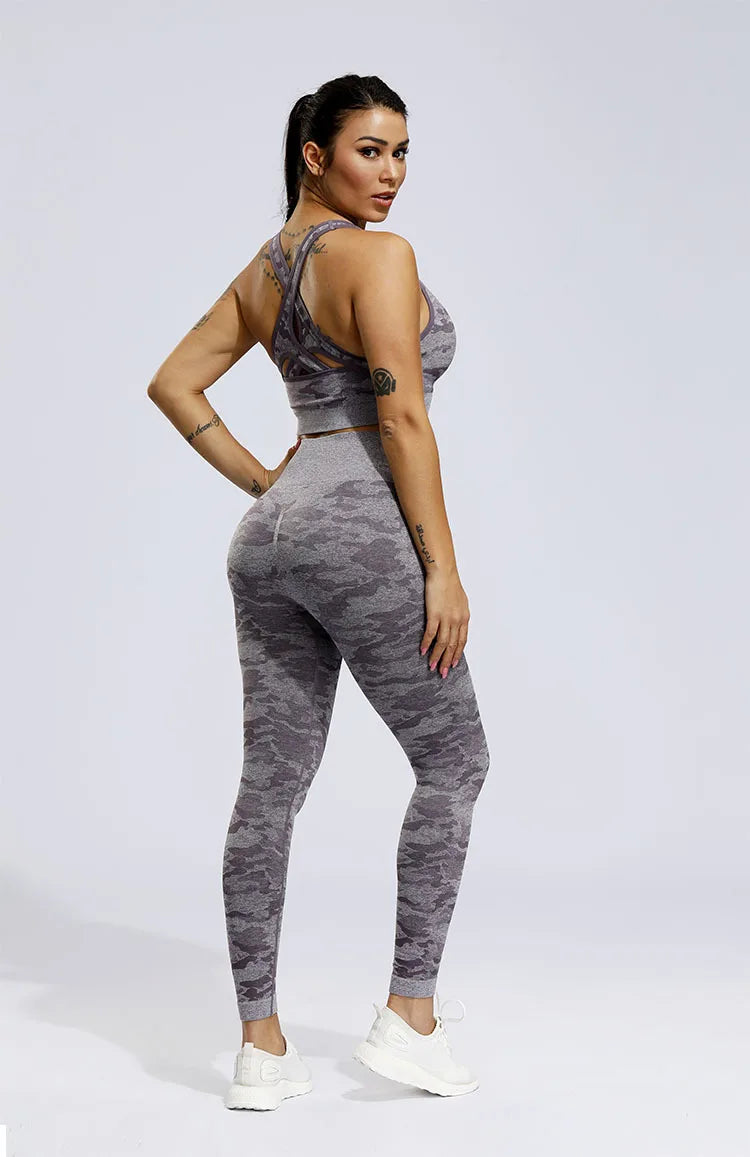 Move Like Diva Women's Camo Seamless Sports Suits Set