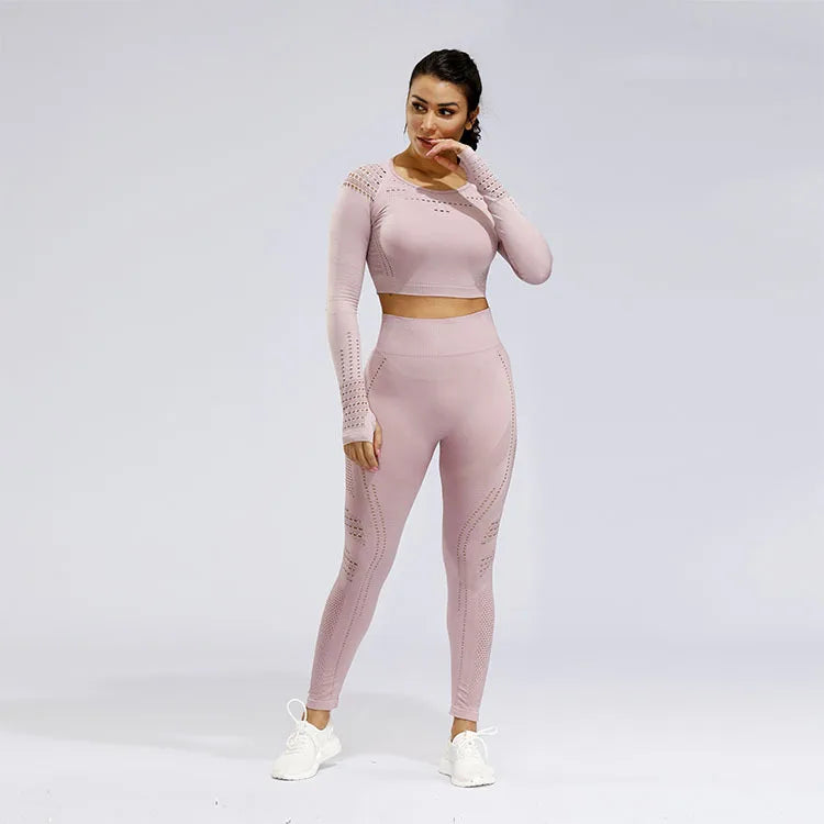 Move Like Diva Women's Seamless Hollow Out Sports Suits Set