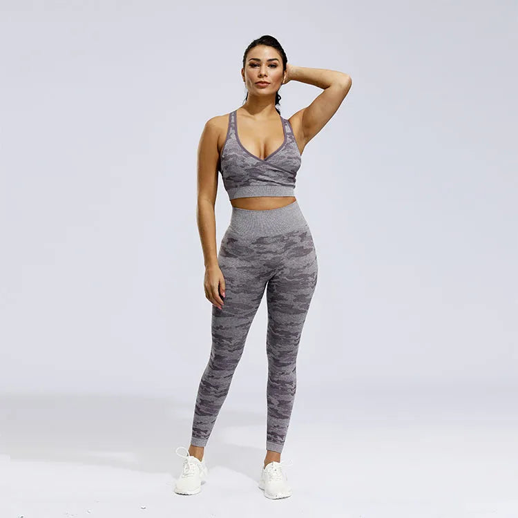 Move Like Diva Women's Camo Seamless Sports Suits Set