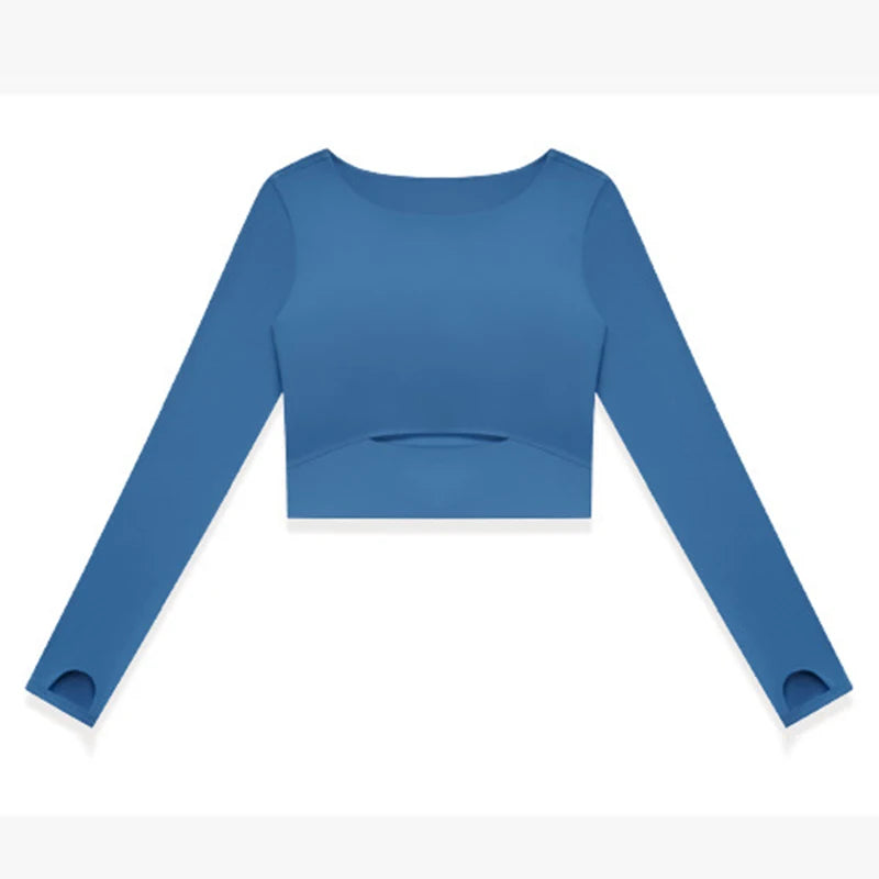 Move Like Diva Women's Seamless Long Sleeve Yoga Crop Top