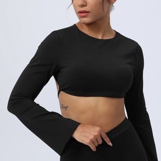 Move Like Diva Women's Seamless Long Sleeve Yoga Crop Top